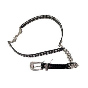 Assorted Women's Bling Belts Rhinestone Designer Fashion Crystal Black Sz 35-41"